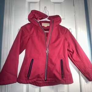 Michael Kors Kids Girls Pink Solid Hooded Full Zipper Jacket Raincoat